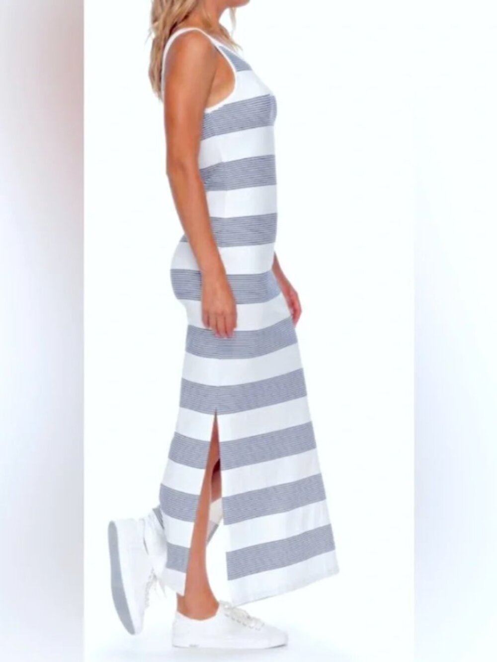 Roxy Off White & Navy Striped Tank Maxi Dress - Picture 2 of 10